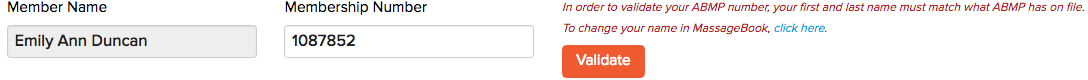 Membership validation form with name and number.