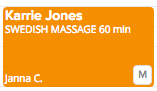 Swedish massage appointment card
