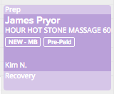 Massage appointment details