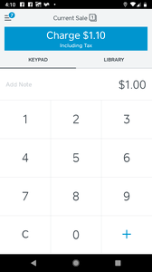 Payment keypad interface on a mobile device.