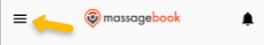 Menu icon with MassageBook logo and bell